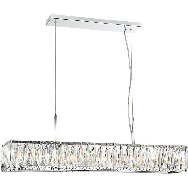 Possini Euro Design Sera Chrome Silver Linear Pendant Chandelier 33 1/2" Wide Modern Clear Crystal 5-Light Fixture for Dining Room Kitchen Island Home