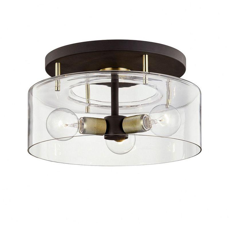 Troy Lighting Bergamot Station 3 - Light Semi-Flush Mount in  Bronze/Brass Clear Shade