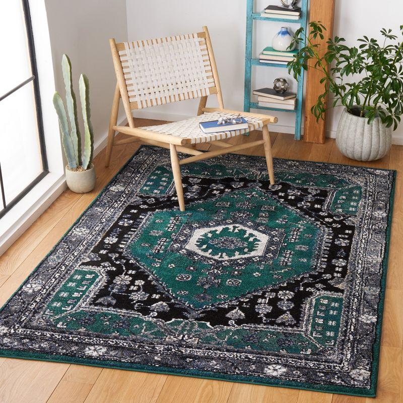 Elegant Hamadan 8' x 10' Hand-Knotted Synthetic Black Area Rug