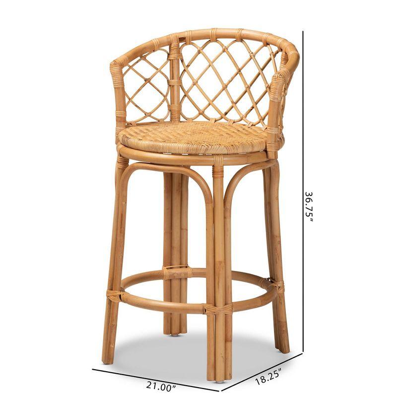 Orchard Rattan Counter Height Barstool Natural/Brown - bali & pari: Bohemian Style, No Assembly, 250lb Capacity