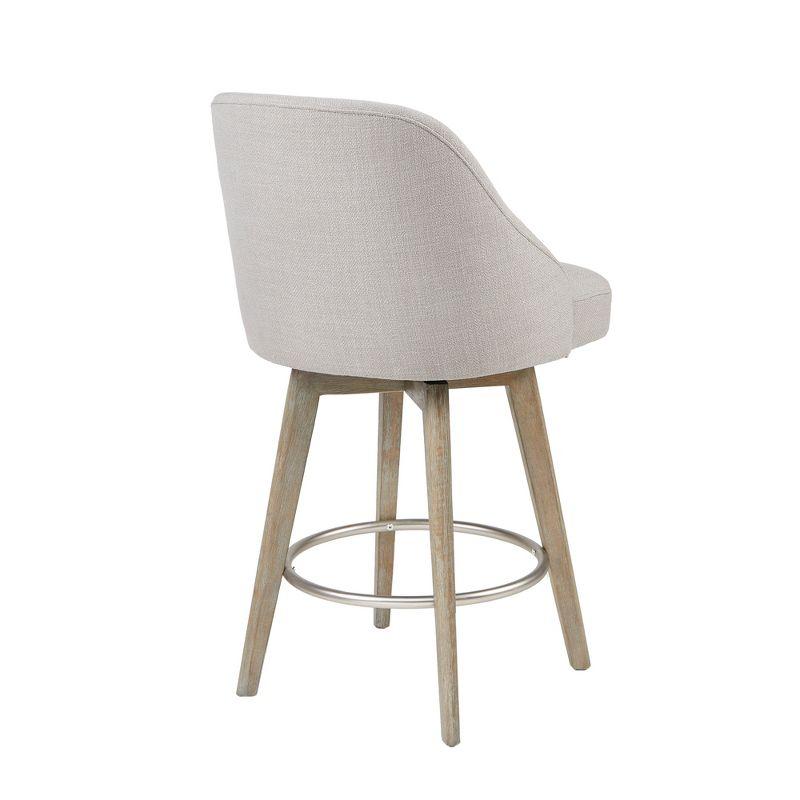 Elegant Reclaimed Grey Swivel Counter Stool with Metal Ring Footrest