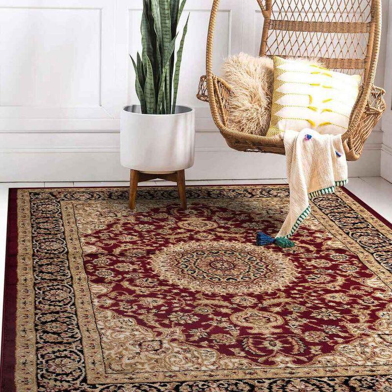 World Rug Gallery Traditional Oriental Medallion Area Rug - Burgundy 6'6" x 9'