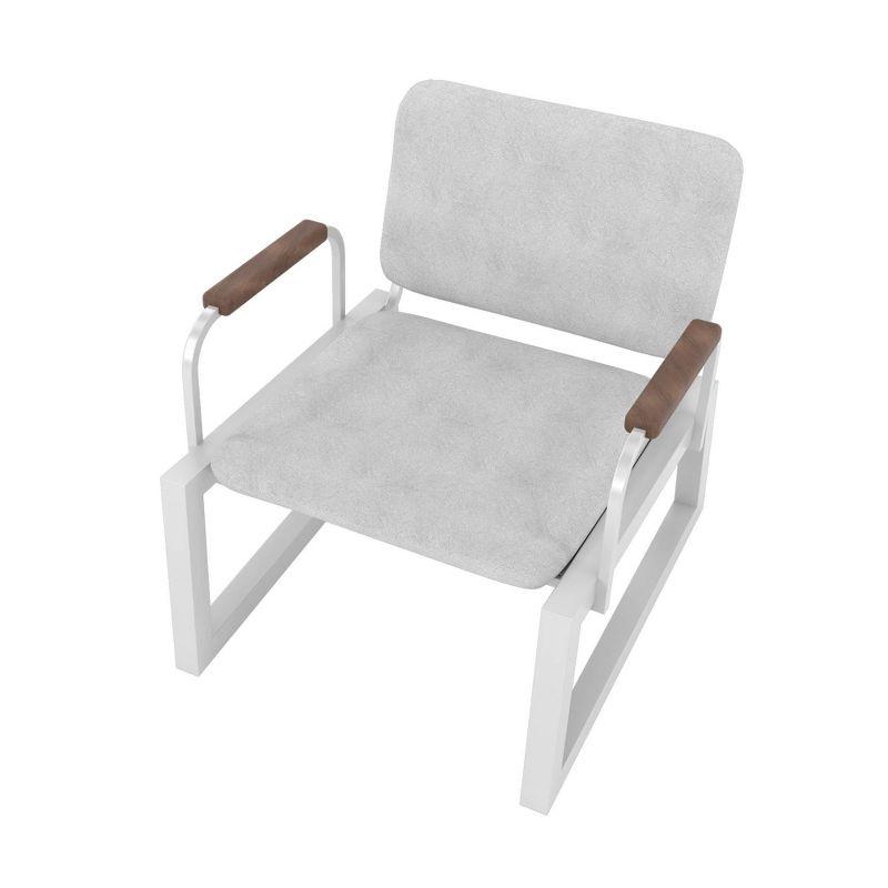 1.0 Whythe Low Accent Chair White - Manhattan Comfort: Faux Leather, Steel Legs, No Assembly Required