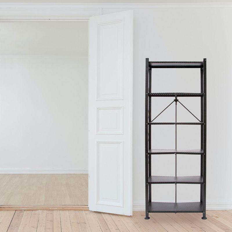 Origami Foldable 6-Shelf Classic Stamped Steel Bookcase