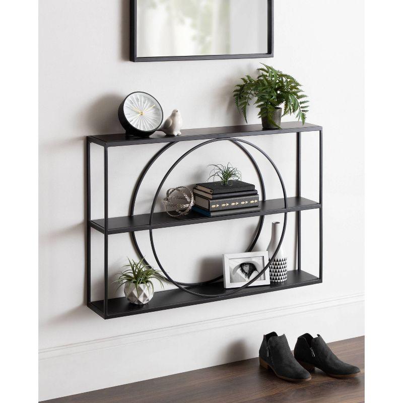 Kate & Laurel All Things Decor 36" x 24" Pirzada Geometric Wall Shelf Black: 3-Tier Metal Storage, No Assembly Required