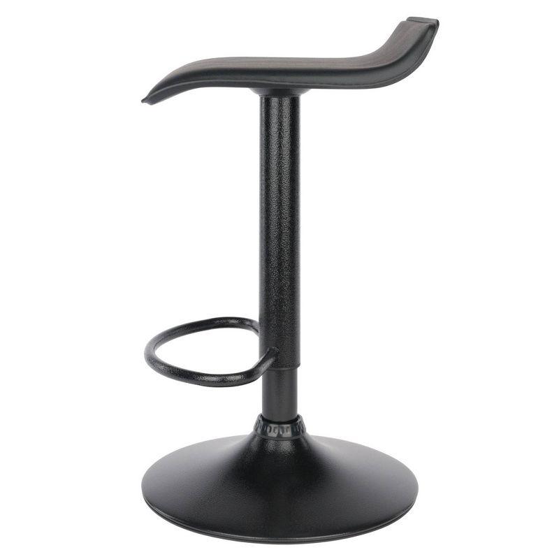 Set of 2 Obsidian Adjustable Swivel Air Lift Stool Black - Winsome: Faux Leather, Metal Frame, 22-30" Height Range