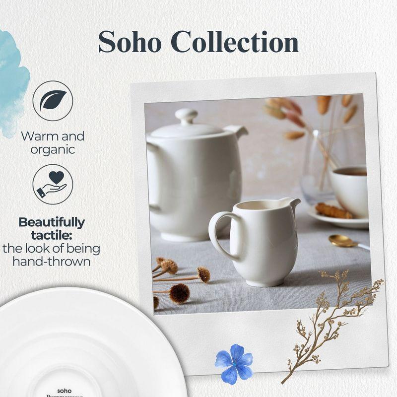 Portmeirion Soho Cream Jug - 6 oz Contemporary White Earthenware Creamer with Handle, Made in the UK, Microwave & Dishwasher Safe