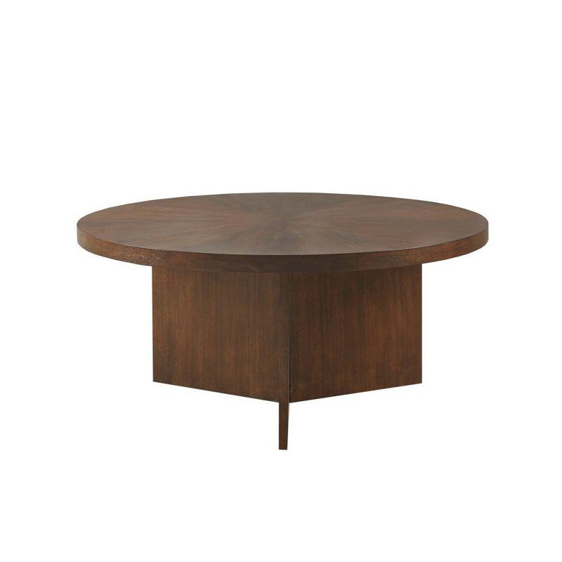 39.5'' Walnut Wood Starburst Round Coffee Table