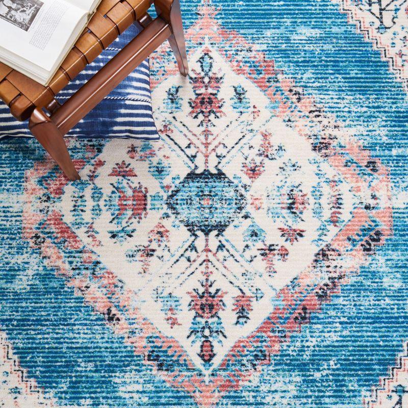 Journey JNY149 Power Loomed Machine Washable Slip Resistant Area Rug - Ivory/Blue - 5'5"x7'7" - Safavieh