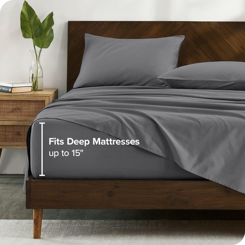 400 Thread Count Organic Cotton Sateen Grey 4 Piece Full Bed Sheet Set by Bare Home