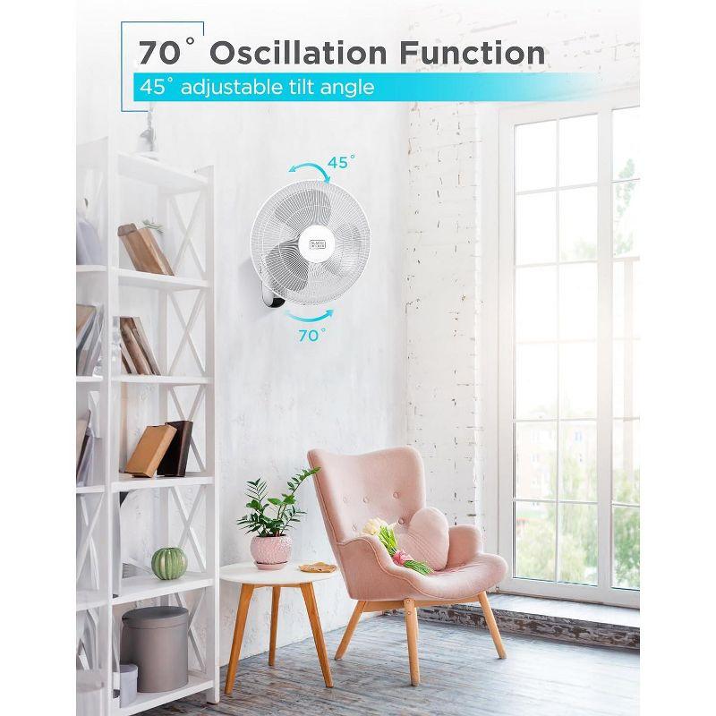 BLACK+DECKER BFP Series BLACK+DECKER 16" Wall Fan with Remote Control, Oscillating Fan with 3 Speed Settings