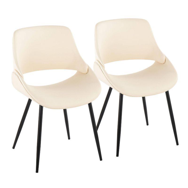 Set of 2 Fabrico Dining Chairs Black/Cream Faux Leather - LumiSource: Upholstered Metal Frame, Foam Padding