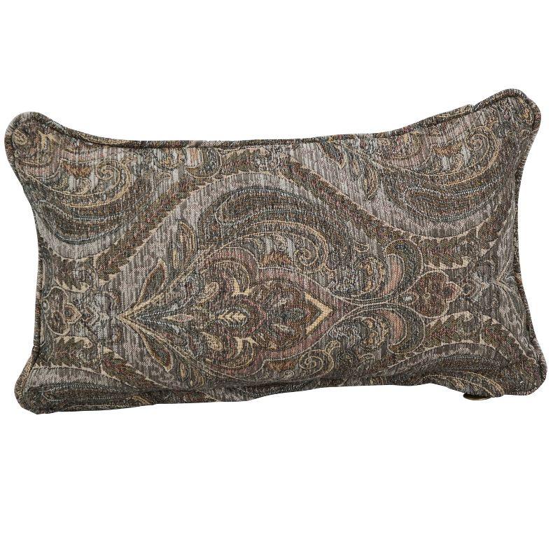 Gray Damask Jacquard Chenille Rectangular Throw Pillow