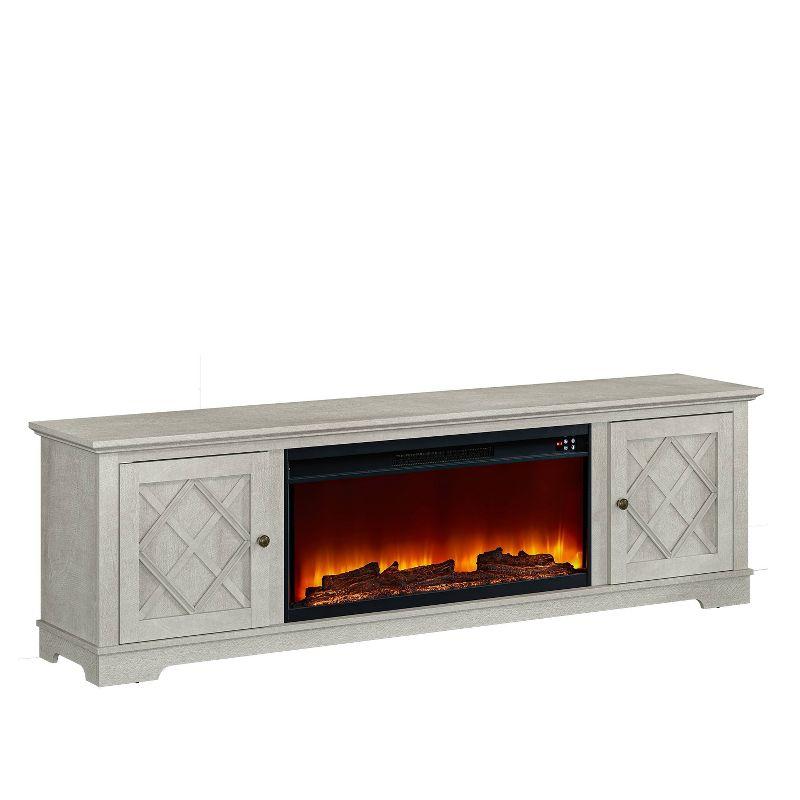 78" Farmhouse TV Stand for TVs up to 80" with Electric Fireplace Off-White - Festivo