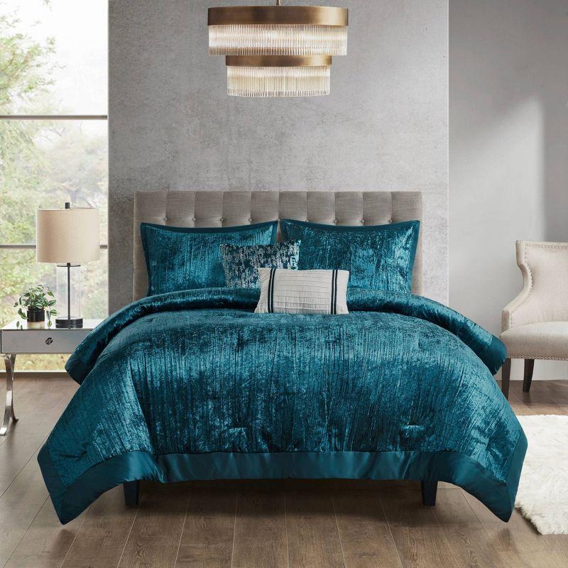 Lee 5 Piece Crinkle Velvet Comforter Set