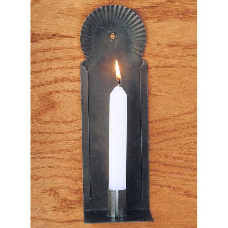 Brubaker Metalcrafts Handmade Candle Sconce, Wall Mounted Candle Holder with Crimped Top, Black Tin Metal