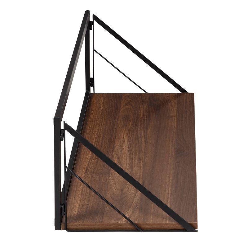 Modern Walnut & Steel 18.5" Floating Wall Shelf