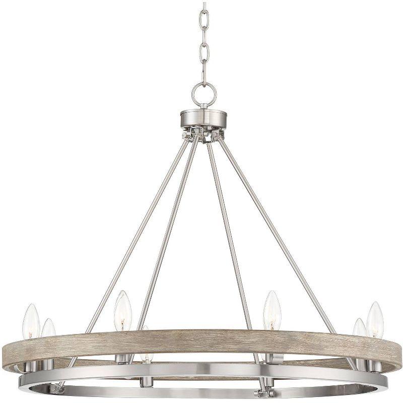 Brushed Nickel Graywood Wagon Wheel Chandelier with 8 Lights