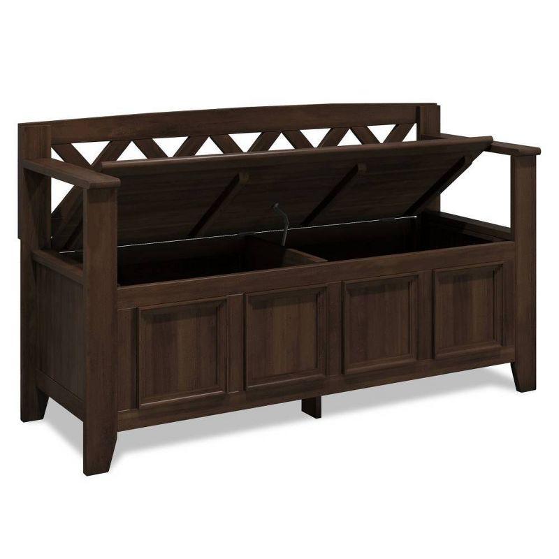 WyndenHall 48" Wide Halifax Transitional Solid Wood Entryway Storage Bench Natural Aged Brown: Solid Wood, Flip Lid, Dual Compartment