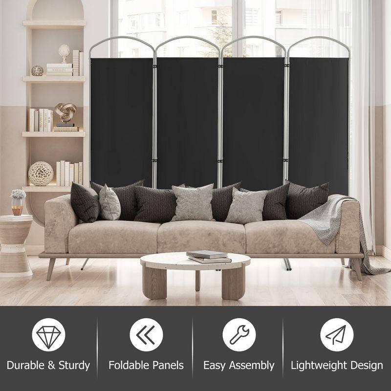 Costway 4 Panels Folding Room Divider 6 Ft Tall Fabric Privacy Screen Black