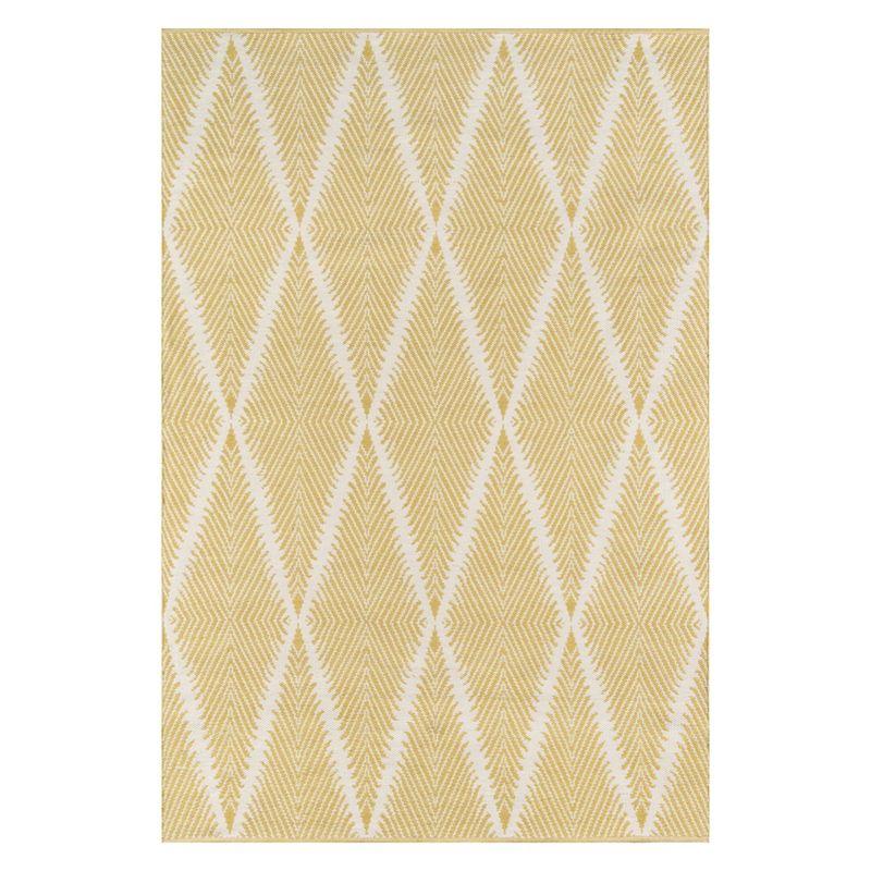 River Geometric Handmade Flatweave Yellow/White Area Rug