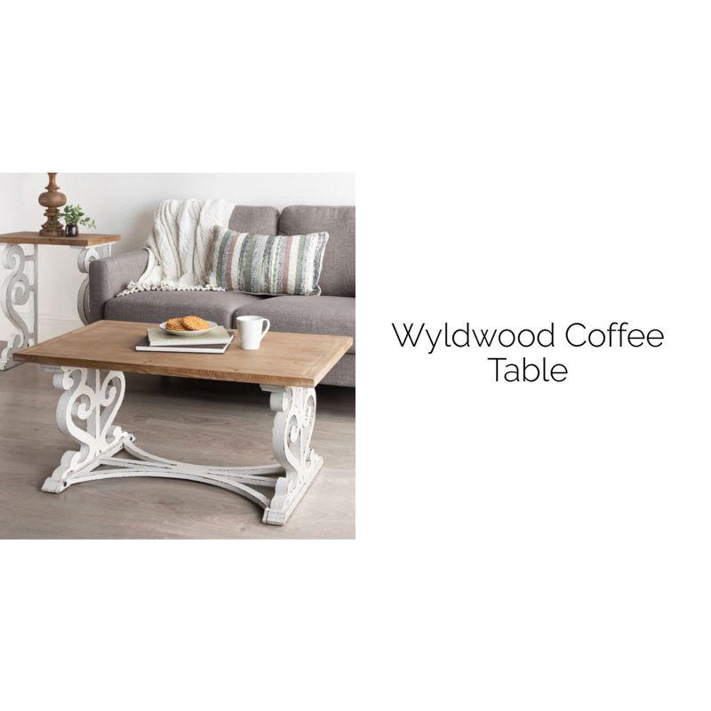 Kate and Laurel Wyldwood Rectangle Wood Coffee Table, 38x23x18, Rustic Brown and White