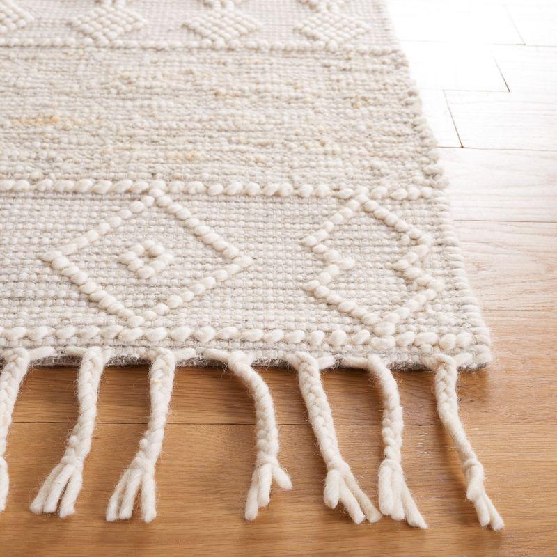 Ivory Wool Handmade Flat Woven 8' x 10' Area Rug