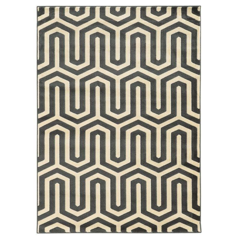 Modern Geometric Tufted Area Rug 5' x 7', Easy Care Gray