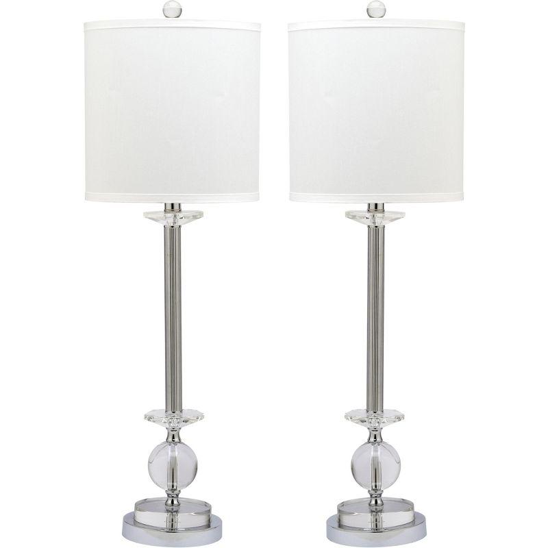 Elegant 31" Crystal Candlestick Table Lamp Set with White Shades