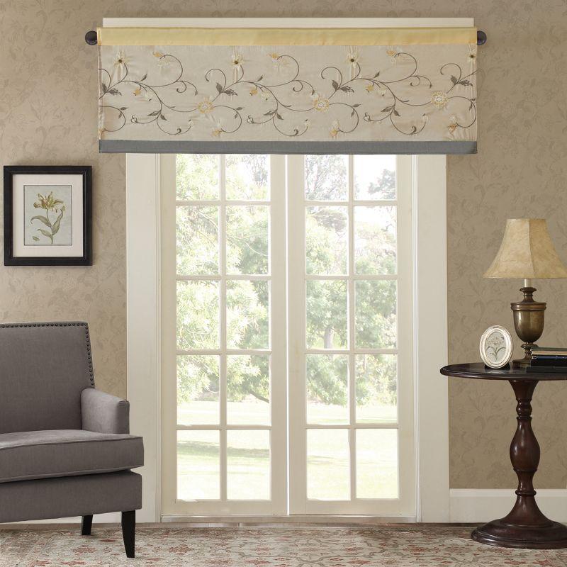 Madison Park Serene Floral Embroidered 50'' W Single Window Valance