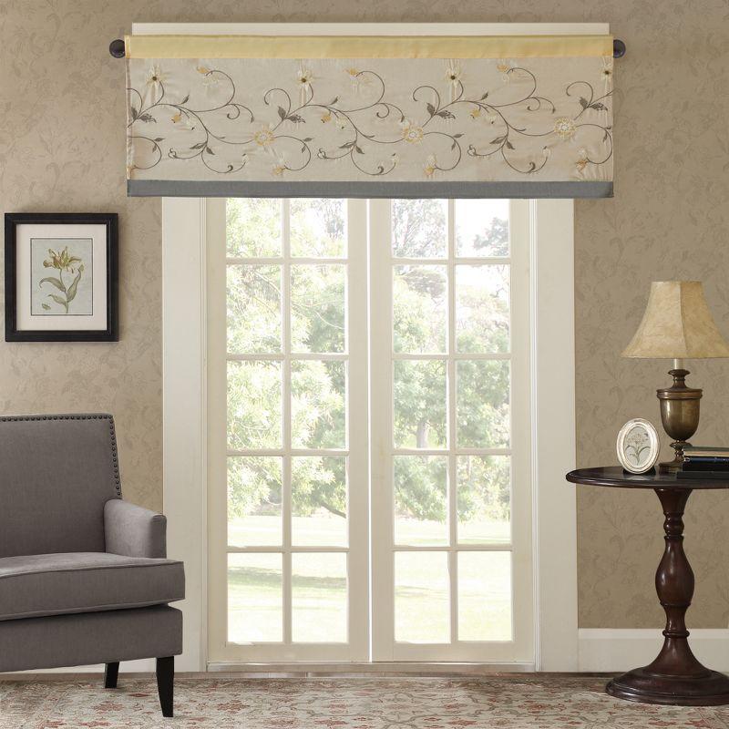 Serene Floral Embroidered 50'' W Window Valance