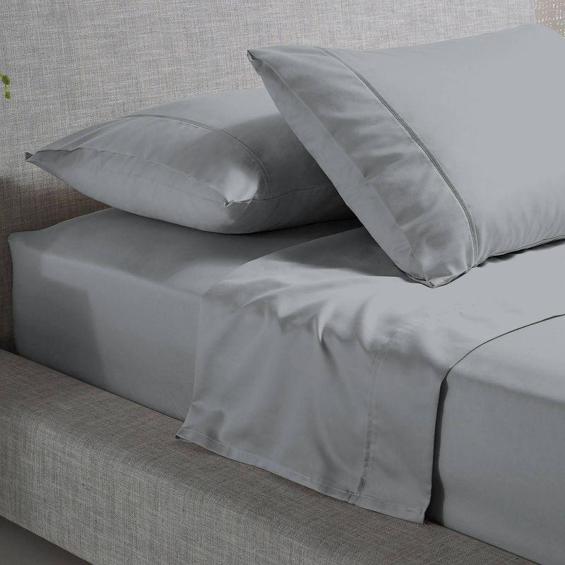 Luxurious Full/Double Deep Pocket Percale Sheet Set in Light Gray