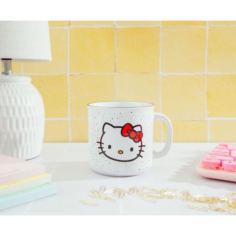 Silver Buffalo Sanrio Hello Kitty Speckled Ceramic Camper Mug | Holds 20 Ounces