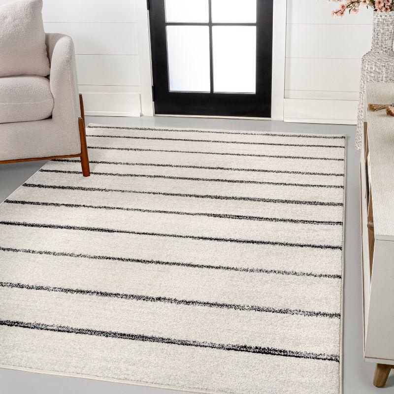 JONATHAN Y Williamsburg Minimalist Stripe Cream/Black 8 ft. x 10 ft. Area Rug