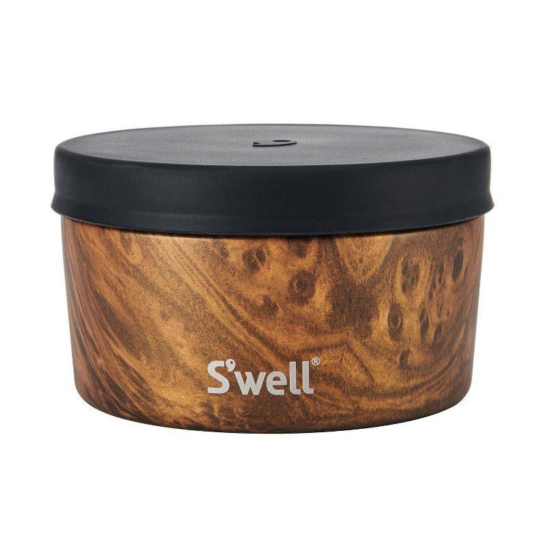 S'well Food Canister Set Teakwood: Stainless Steel Storage, Dishwasher-Safe, Silicone Lid, 3-Piece Set