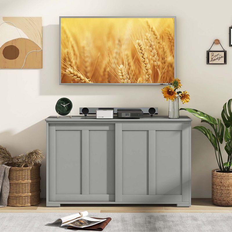 Costway Kitchen Storage Cabinet Sideboard Buffet Cupboard Wood Sliding Door Pantry Gray