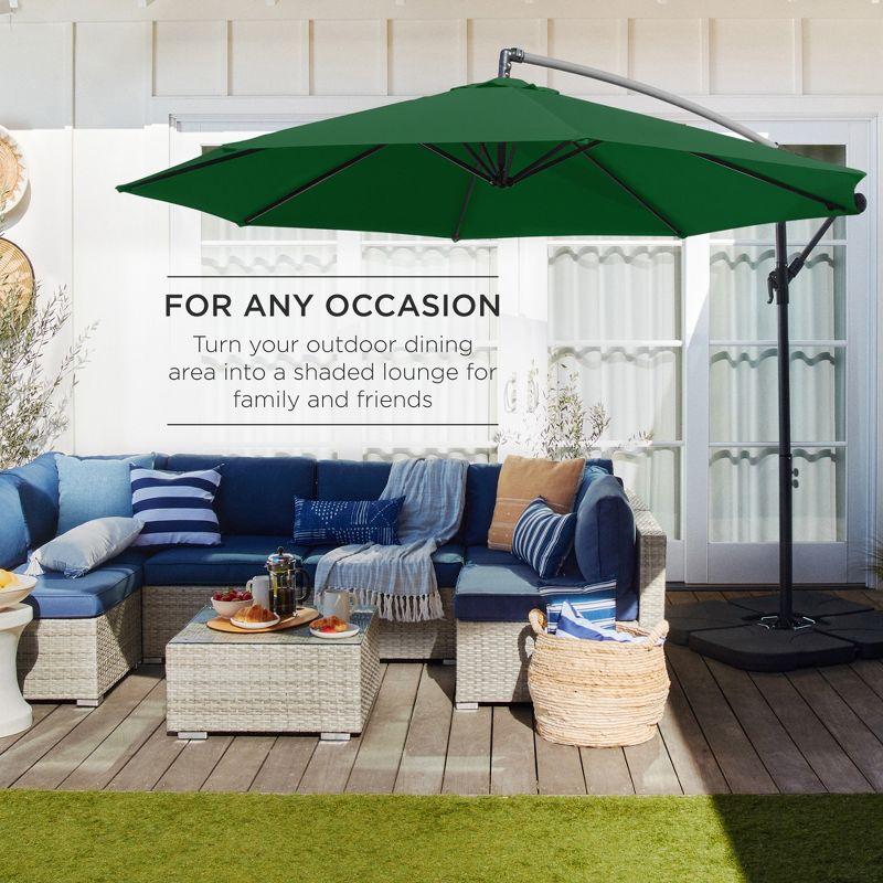 Best Choice Products 10ft Offset Hanging Outdoor Market Patio Umbrella w/ Easy Tilt Adjustment - Green