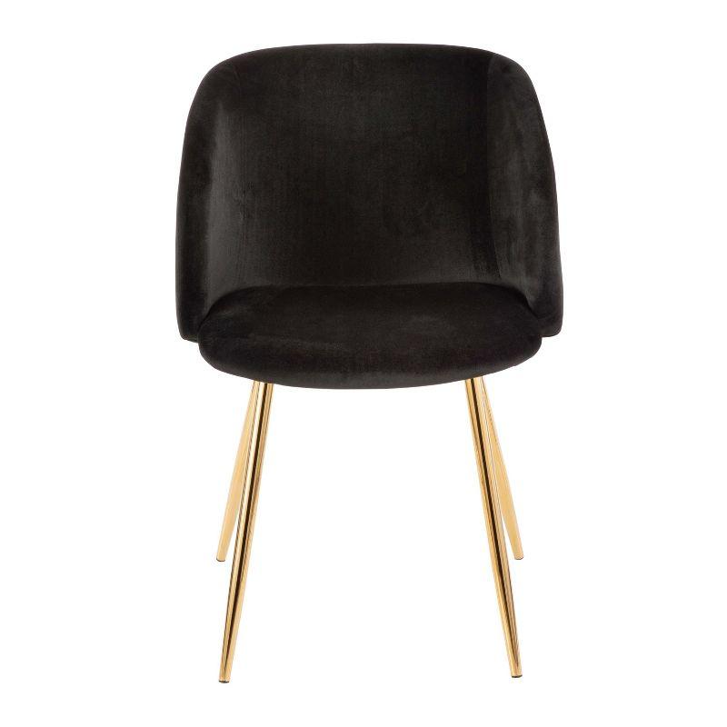 Set of 2 Fran Contemporary Dining Chairs Black/Gold - LumiSource: Velvet Upholstery, Metal Legs, Padded Bucket Seat