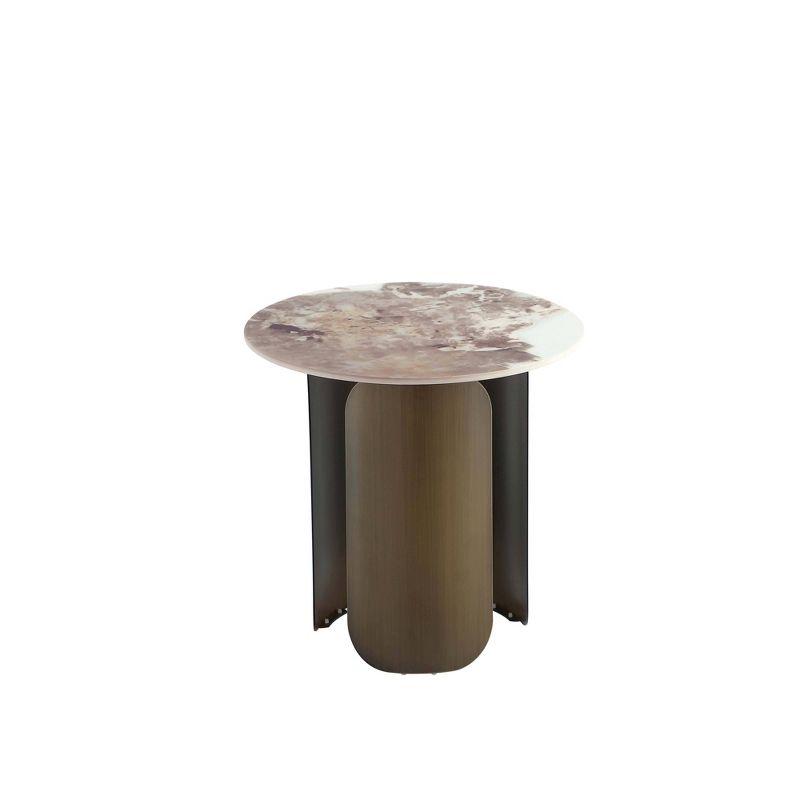 Manhattan Comfort Monica Sintered Stone Top End Table Gold