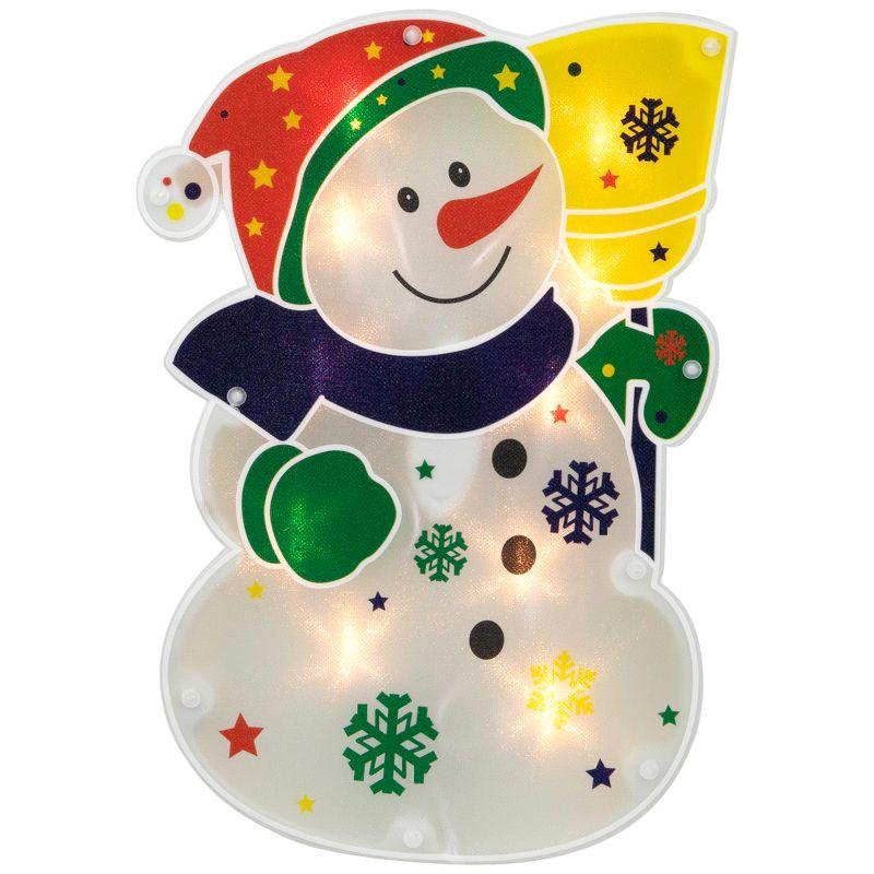 12.5" Lighted White Snowman Christmas Window Silhouette Decor