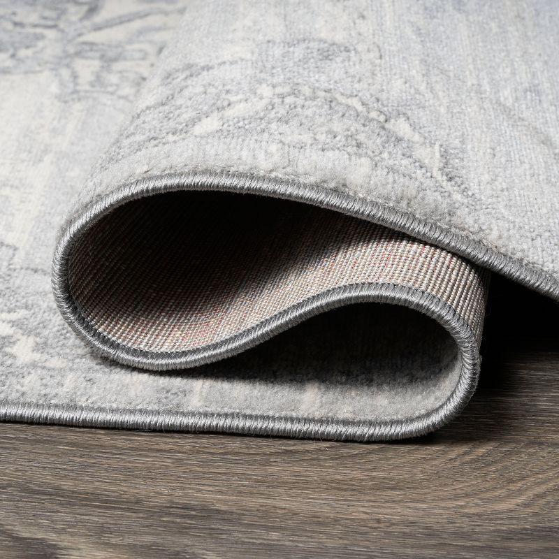 6' x 6' Modern Persian Vintage Moroccan Medallion Area Rug, Light Gray - JONATHAN Y