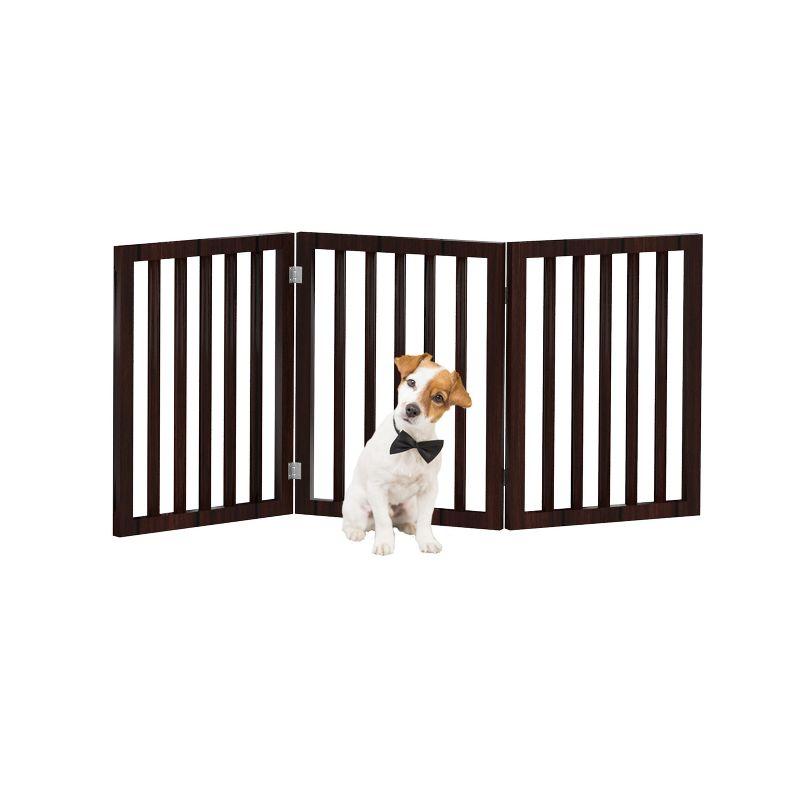 Pet Adobe Freestanding 3-Panel Pet Gate for Hallways, Doorways, and Stairs - 54.75", Dark Brown
