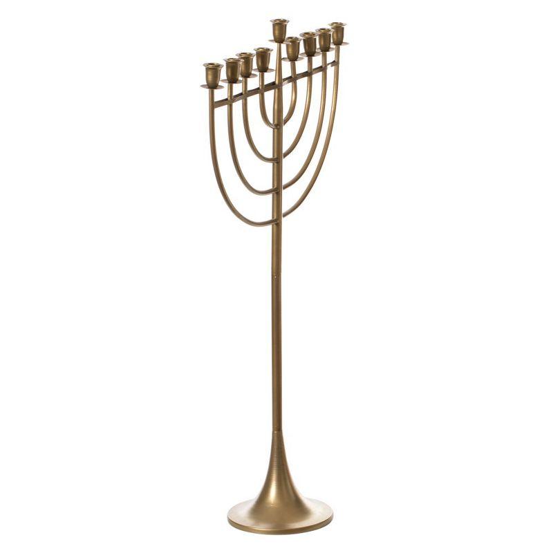 Modern Brass Hanukkah Menorah with 9 Branches