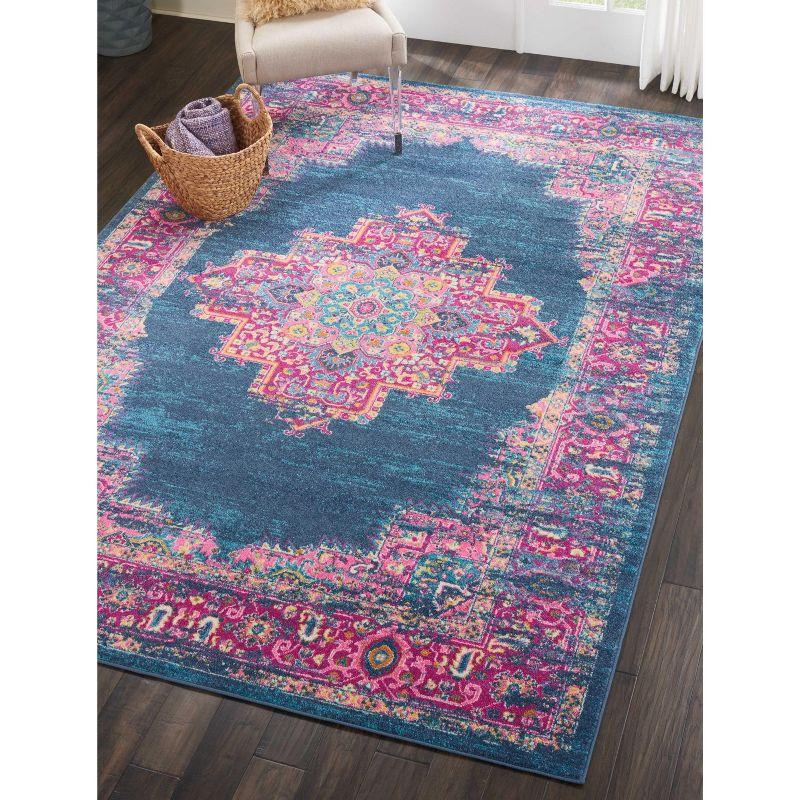 Nourison Passion Medallion Bohemian Indoor Rug Blue 6'7" x 9'6"