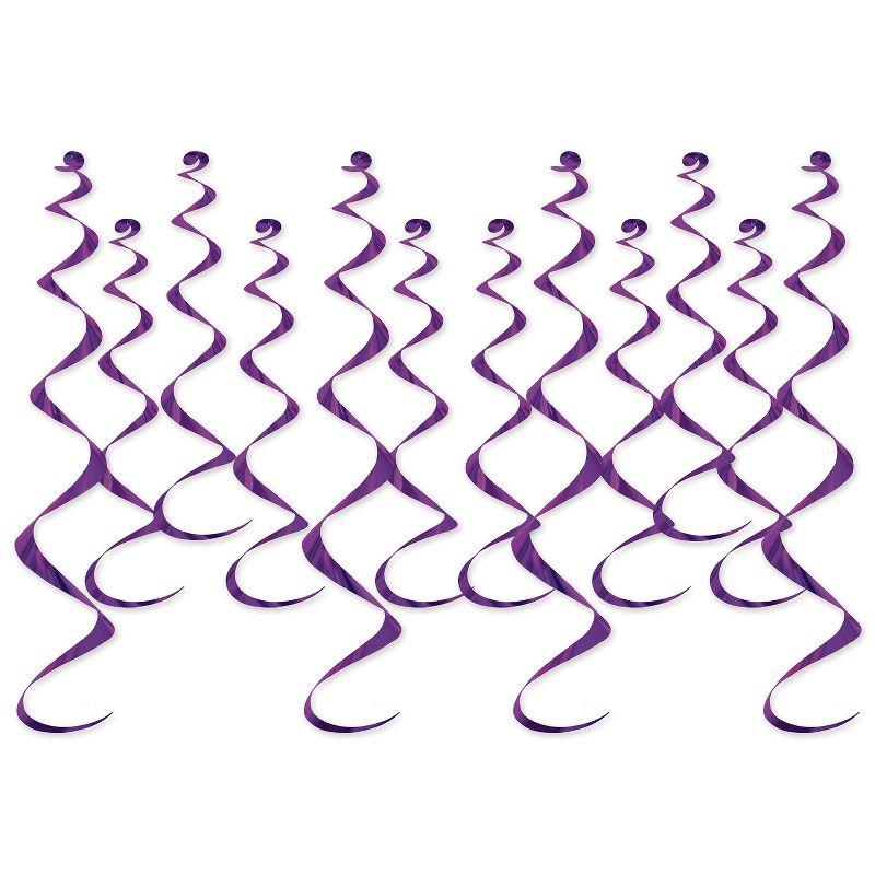 Beistle Metallic Whirls, 8-13.5" & 4-25", (24/Pkg) Purple