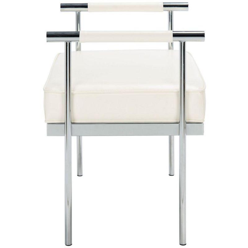 Pim Small Rectangle Bench W/ Arms - White/Chrome - Safavieh