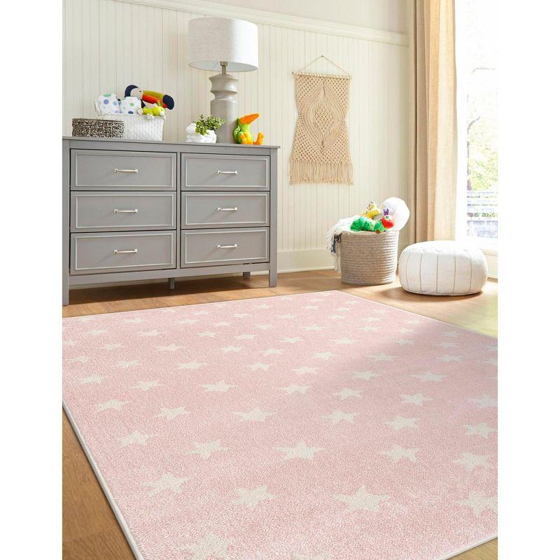 Whimsy Stars Baby Pink/Ivory Kid Rug