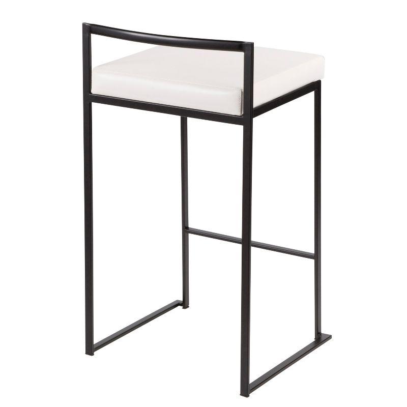 Set of 2 26" Fuji Contemporary Counter Height Barstools White: Padded, Stackable - LumiSource