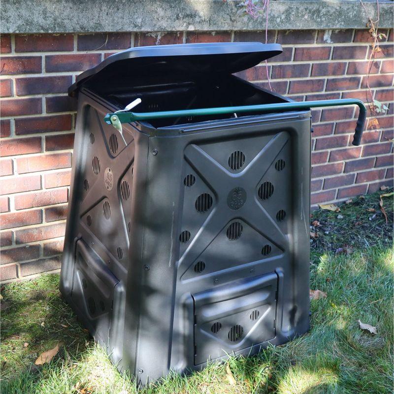 65 Gallon Black Plastic Outdoor Compost Bin with Vent Holes