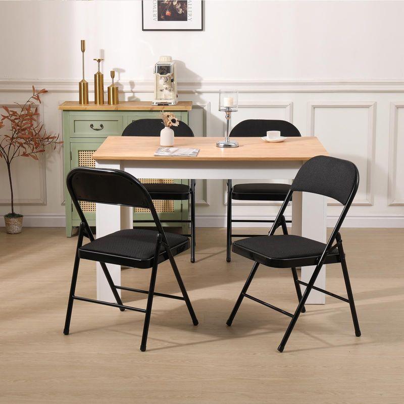 SKONYON 4 Pack Folding Chairs Fabric Cover Padded Folding Chair with Durable Steel Frame